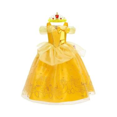Imagem de Vestido De Cosplay Princesa Amarelo Floral Com Ombros Descidos E Luz L