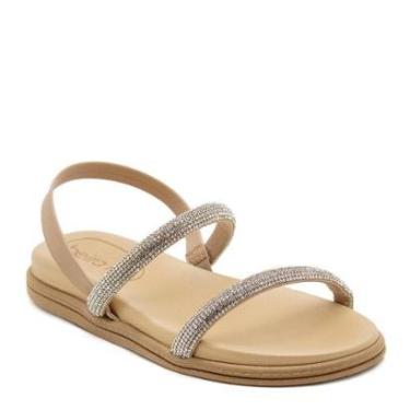 Imagem de Sandália Papete Rasteira Feminina Beira Rio Brilho 8488.109 Bege-Feminino