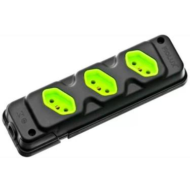 Imagem de Tomada Barra Tripla Preta 2p+t 20a Fiolux