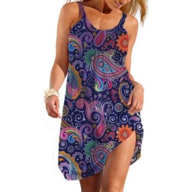 Imagem de Vestido Slip Étnico Boho Feminino Casual De Verão Saia Solta Para Uso 
