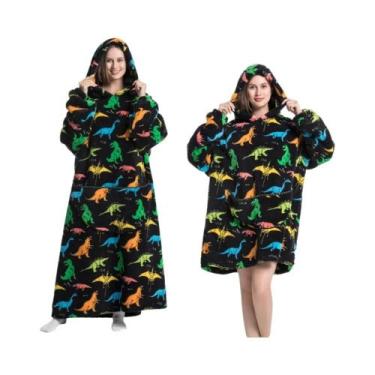 Imagem de Cobertor De Flanela Oversized Com Mangas, Moletom De Inverno Para Mulh