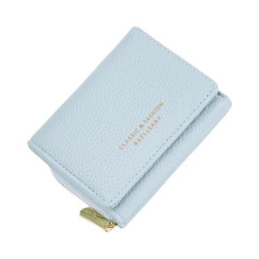 Imagem de Carteira Feminina Slim Tri-Fold Em Couro Premium Com Padrão De Lichia,