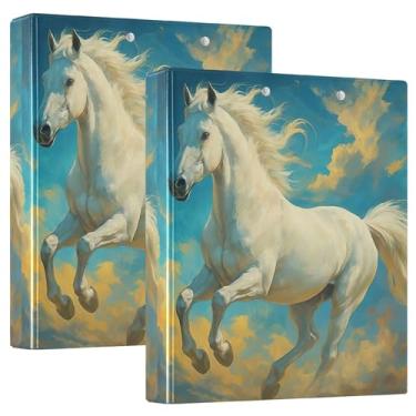 Imagem de Fichários dramáticos de 3,8 cm White Horse Gallop, 3 argolas, 200 folhas, anel redondo, 31,5 x 27 x 6 cm, 1 pacote