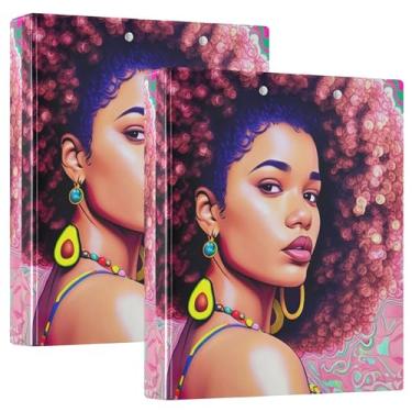 Imagem de Painting Nina BlackBerry Pink Fichário com três anéis de 3 cm comporta 200 folhas, animal fofo, 3 pastas de anéis, fichário de escritório, 31,5 x 27 x 6 cm, 1 pacote