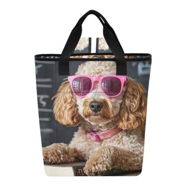 Imagem de Joitme Óculos poodle engraçados livros isolados praia bolsa térmica 36 latas almoço mochila para mulheres 14,8 x 5,9 x 16,5