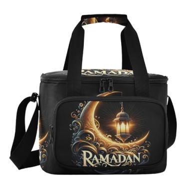 Imagem de Lancheira feminina elegante com lanterna do Ramadã dourada, lancheira isolada, lancheira feminina para trabalho