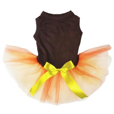Imagem de Petitebella Vestido simples para cães com tema de Ação de Graças (marrom/laranja, GG)