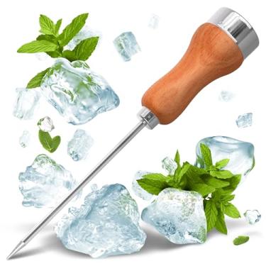 Imagem de BleuMoo aco inoxidavel picador de gelo ferramenta de cozinha puncionadeira de madeira com tampa de metal