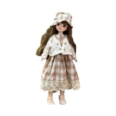 Imagem de Boneca BJD De 30cm Menina Conjunto De Roupas De 6 Peças Brinquedo Prin