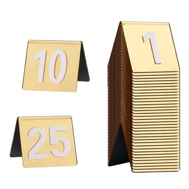 Imagem de Patioer Números de mesa dourados 1-25 placas de cartão com números de mesa de acrílico perfeitas para eventos de festa de recepção de casamento em restaurante