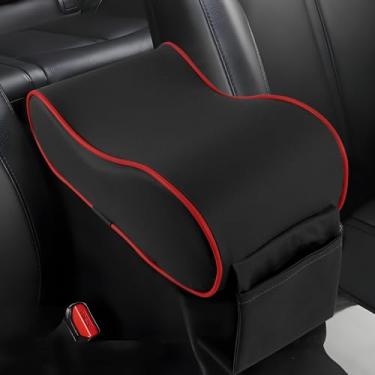 Imagem de Hovom Almofada de apoio de braço de carro, almofada de apoio de braço para console central de espuma viscoelástica de couro, 29 x 16 cm × 14 cm, confortável protetor de almofada de descanso de braço