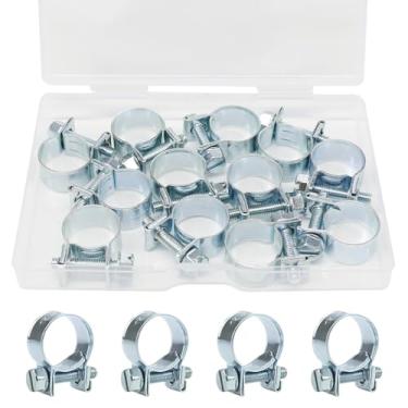 Imagem de zDwfDc 12 peças 14-16 mm Braçadeiras de mangueira automotivas 9/40.6 cm-5/20.3 cm Braçadeiras de linha de combustível para tubo de gasolina diesel DD025-14-16