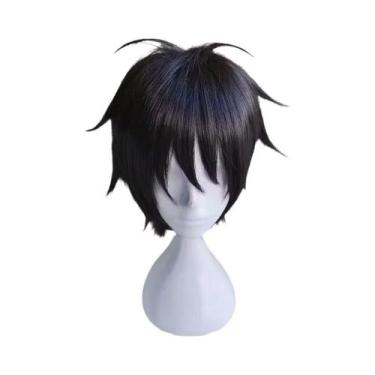 Imagem de Anime Monkey D. Luffy curto preto peruca cosplay resistente ao calor p