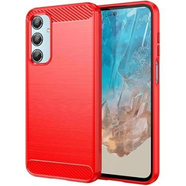 Imagem de Capa Para Samsung Galaxy M35 5G (Tela 6.6) Carbon Fiber Leve Fina Maleável (Vermelho)