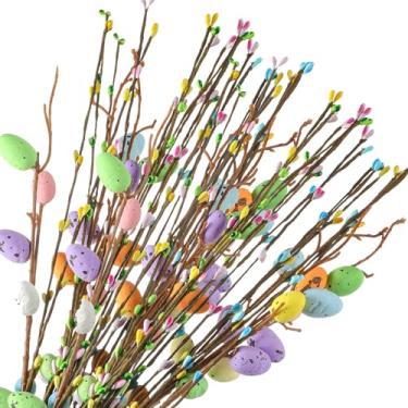 Imagem de Juinte 26 palhetas artificiais de frutas silvestres de ovos de Páscoa para artesanato, guirlanda artificial de frutas silvestres e hastes de ovo, para decoração de casa