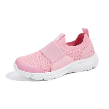 Imagem de LUCKY STEP Tênis infantil de malha respirável, sem cadarço, leve, atlético, para meninos e meninas, rosa, 13 Little Kid