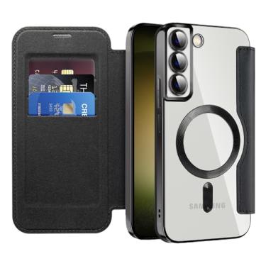 Imagem de MEMAXELUS Capa carteira para Samsung Galaxy S26+ Plus compatível com MagSafe, [bloqueio RFID] Capa magnética à prova de choque de couro PU flip premium com compartimentos para cartão transparente à