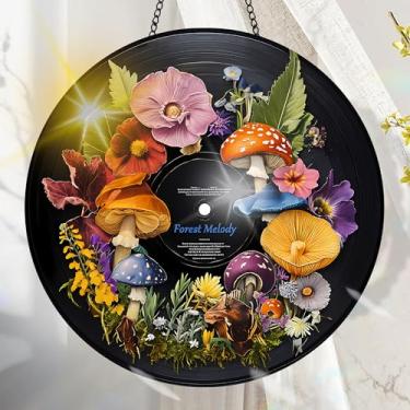 Imagem de Suncatcher acrílico colorido, decoração de janela suspensa de flores com design de vitral impresso, apanhador de sol, arte de parede de criador de arco-íris, ornamentos de Natal para uso interno e