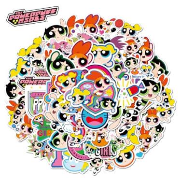 Imagem de The Powerpuff Girls Stickers Waterproof, 50 PCS Vinyl Cartoon Stickers for Water Bottles Laptop Skateboard Guitar Phone Case