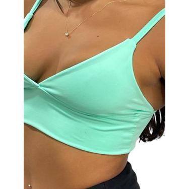 Imagem de Top Cropped Feminino Alcinha Decote Suplex Carioca - Use WM, Verde águ