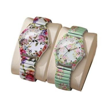 Imagem de Conjunto De Relógios De Pulso Femininos Com Estampa Floral, Relógio Ca