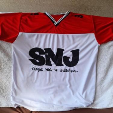 Imagem de Camiseta  - snj  ( se tu luta tu conquistas ), Branco, Vermelho, G