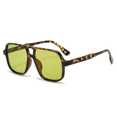 Imagem de Óculos de Sol UV400 - Ponte Dupla, Estampa de Leopardo com Rebites, Cores Vibrantes, para Homens e Mulheres, Ideal para Esportes ao Ar Livre, Corrida e Ciclismo, Verde Leopardo