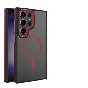 Imagem de Capa magnética fosca de luxo para celular Samsung Galaxy S22 S23 FE S24 Ultra (para S23 Plus/Vermelha)