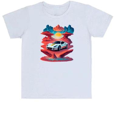 Imagem de Camiseta Infantil  Ferrari Branca Montanha Sunset, 12