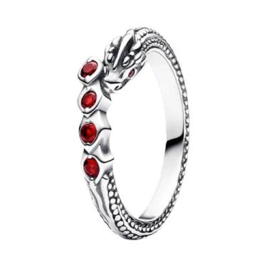 Imagem de Anel De Pedra Coração Luminosa Vermelha Em Forma De Floco De Neve Com 