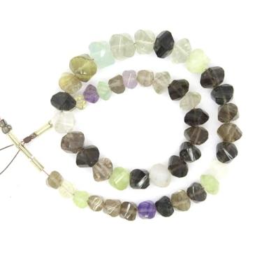 Imagem de 45 contas de pedras preciosas Rondelle multitorcidas facetadas naturais | aproximadamente 3,5 mm a 8 mm | Pedra semipreciosa para fazer joias DIY | Contas de várias pedras preciosas polidas lisas para