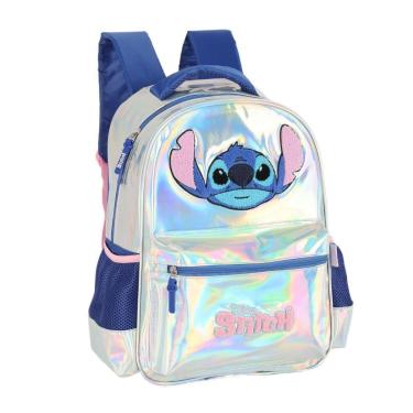 Imagem de Mochila Infantil Costas Stitch Prata Holográfica Espaçosa-Feminino