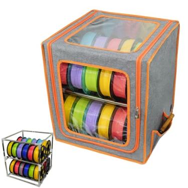 Imagem de Barraca de capa de armazenamento de filamento de impressora 3D, suporte de metal de 2 níveis, organizador de filamentos para impressão 3D, gabinete à prova de poeira