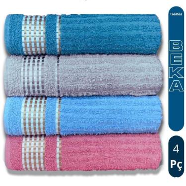 Imagem de Kit 4 Toalhas De Banho Caneladas Gigante Banhão 70 X 140 Beka Super Absorção