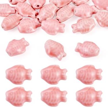 Imagem de 18 peças de contas de peixe de porcelana feitas à mão kawaii cerâmica animal marinho forma de peixe contas espaçadoras para fazer joias, artesanato faça você mesmo, colar de miçangas, pulseira, brinco