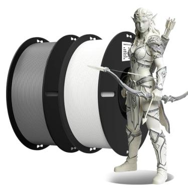 Imagem de Creality Filamento de impressora 3D, filamento PLA branco e cinza, pacote de 1,75 mm para impressão 3D, filamento PLA Ender sem emaranhamento, ligação forte, precisão +/- 0,02 mm
