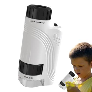 Imagem de Microscópio Infantil | Brinquedo Educativo De Mão 60-120X - Microscópio Portátil com Luz LED para Crianças | para Meninos Meninas Adolescentes Aula Escola Jardim Atividades