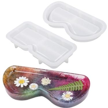 Imagem de Bandeja de molde de silicone,Molde de fundição de resina de bandeja de óculos de 2 | Moldes de silicone de fundição de epóxi para suporte de vidro para joias de exibição de óculos, decoração de mesa p