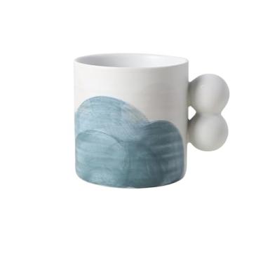 Imagem de Xícaras de café Caneca pintada à mão, cerâmica colorida sob esmalte, xícara de café com alça, simples, 320ml