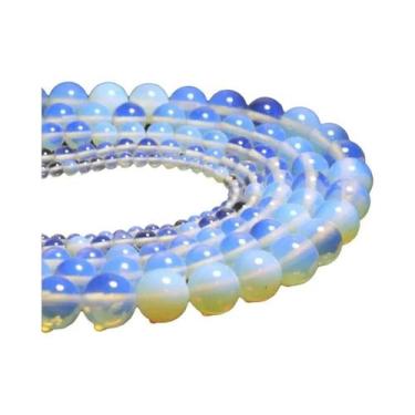 Imagem de Contas De Pedra Natural Opala Branca 6/8/10MM Redondas Soltas Para Ace