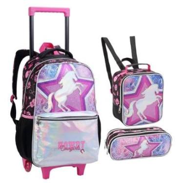 Imagem de Kit Mochila Lancheira Estojo Infantil Feminino Cowgirls-Feminino