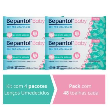 Imagem de Kit 4 Lenços Umedecidos Proteção Antibac 48un cada Bepantol