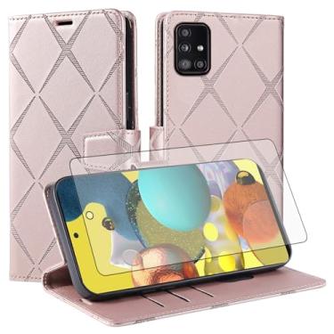 Imagem de Asuwish Capa de telefone para Samsung Galaxy A51 5G/A 51 5G UW Verizon Capa carteira com protetor de tela de vidro temperado PU couro sintético flip porta-cartão de crédito com suporte para celular