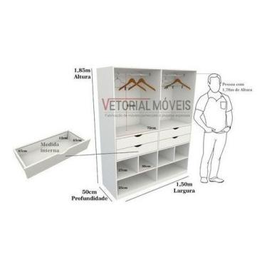 Imagem de Armário Sabrina M3 Closet Loja Roupeiro Gaveta Mdp - VETORIAL MÓVEIS, 