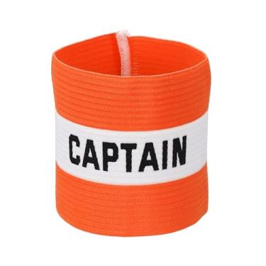 Imagem de YELARXI Braçadeira Capitão, Braçadeira de Capitão de Futebol Elásticas Ajustáveis Braçadeiras Líder Equipe Esportiva Banda de Jogador de Rugby 13 x 8,6 cm e Laranja/Branco Ajuste para (Treinamento de