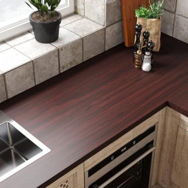 Imagem de VaryStyle Papel de contato de grão de madeira vermelha descasque e cole papel de contato de madeira para armários bancadas de mesa envoltório de vinil impermeável para locatários papel de parede de