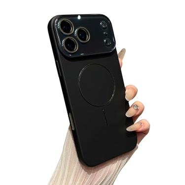 Imagem de Caseative Capa magnética de cor sólida com proteção de lente de câmera completa para iPhone, compatível com carregamento sem fio MagSafe (preto, iPhone 16 Pro)