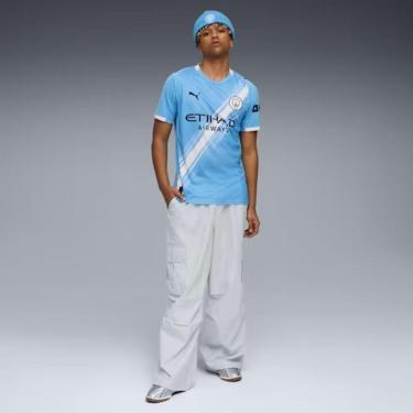 Imagem de Camiseta Puma Manchester City Home Jersey Replica-Team Light Azul/Branco-Tam G-Masculino