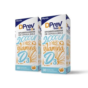 Imagem de Kit Vitamina D Colecalciferol DPrev Todo Dia 2000UI C/30 caps C/2 un. 