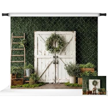 Imagem de Kate Pano de fundo para fotos de primavera para porta de celeiro fundo de plantas verdes, 3 x 2,4 m